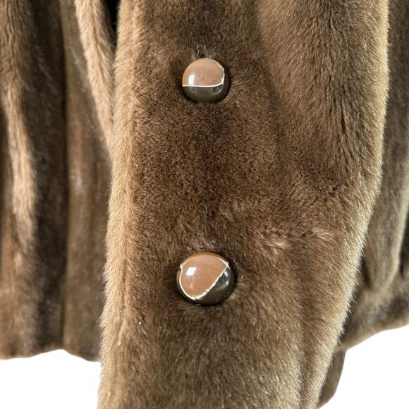 Vintage 1960s Mink Fur Coat in Light Brown Button Front by Style VI Ltd., Size M - Picture 8 of 11